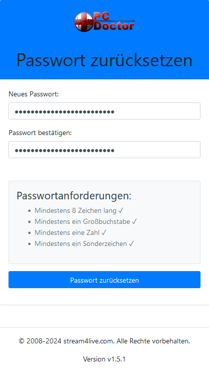 Passwort zurücksetzen i.o.