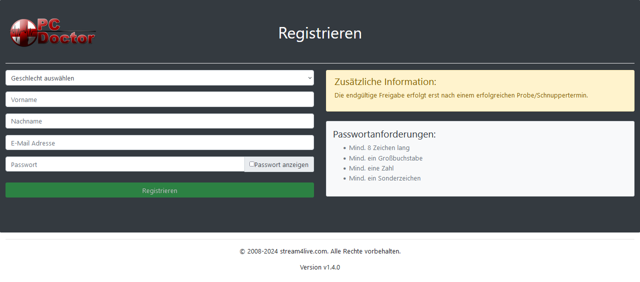 Registrierung